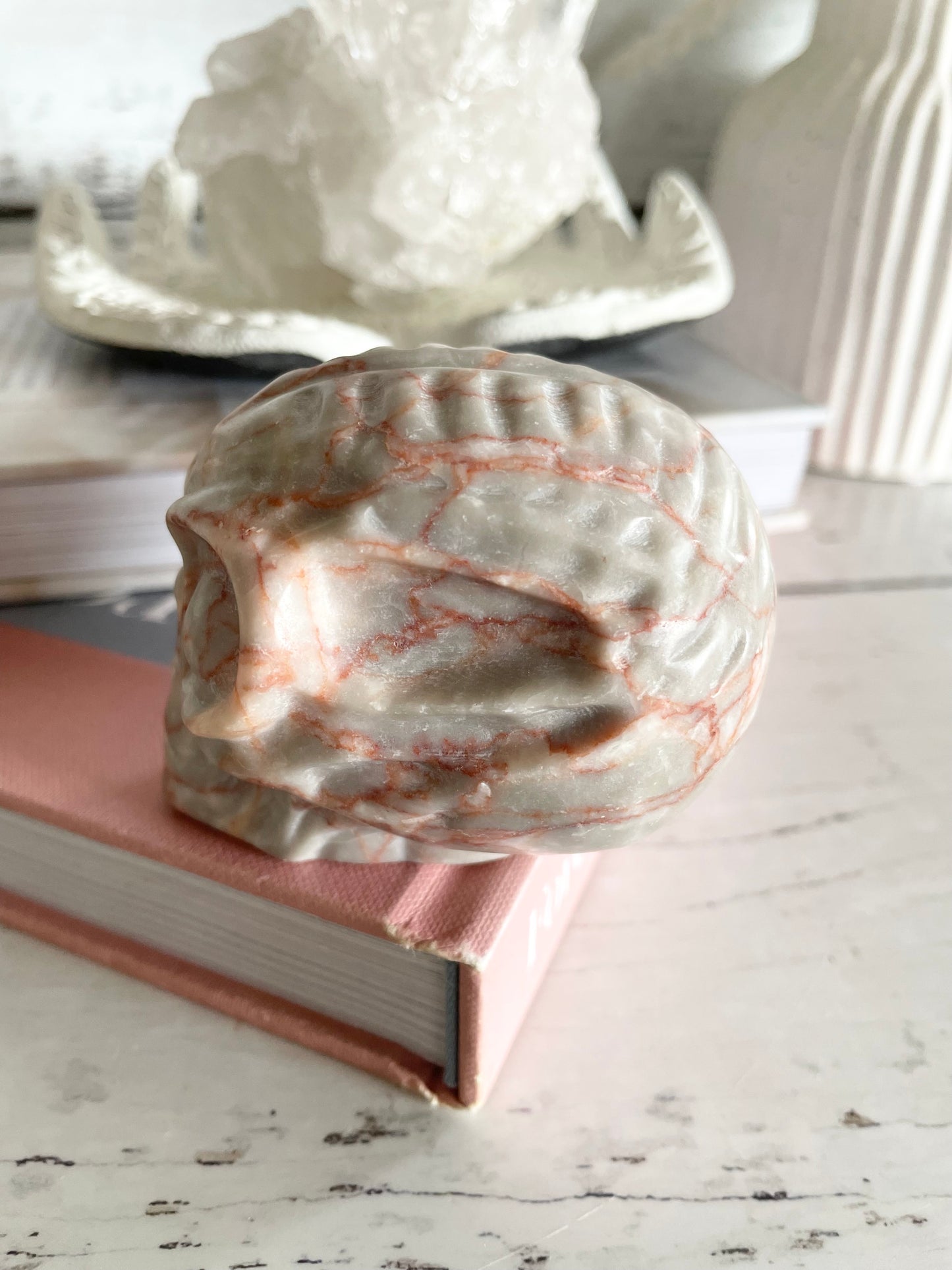 Vein Jasper Alien Skull