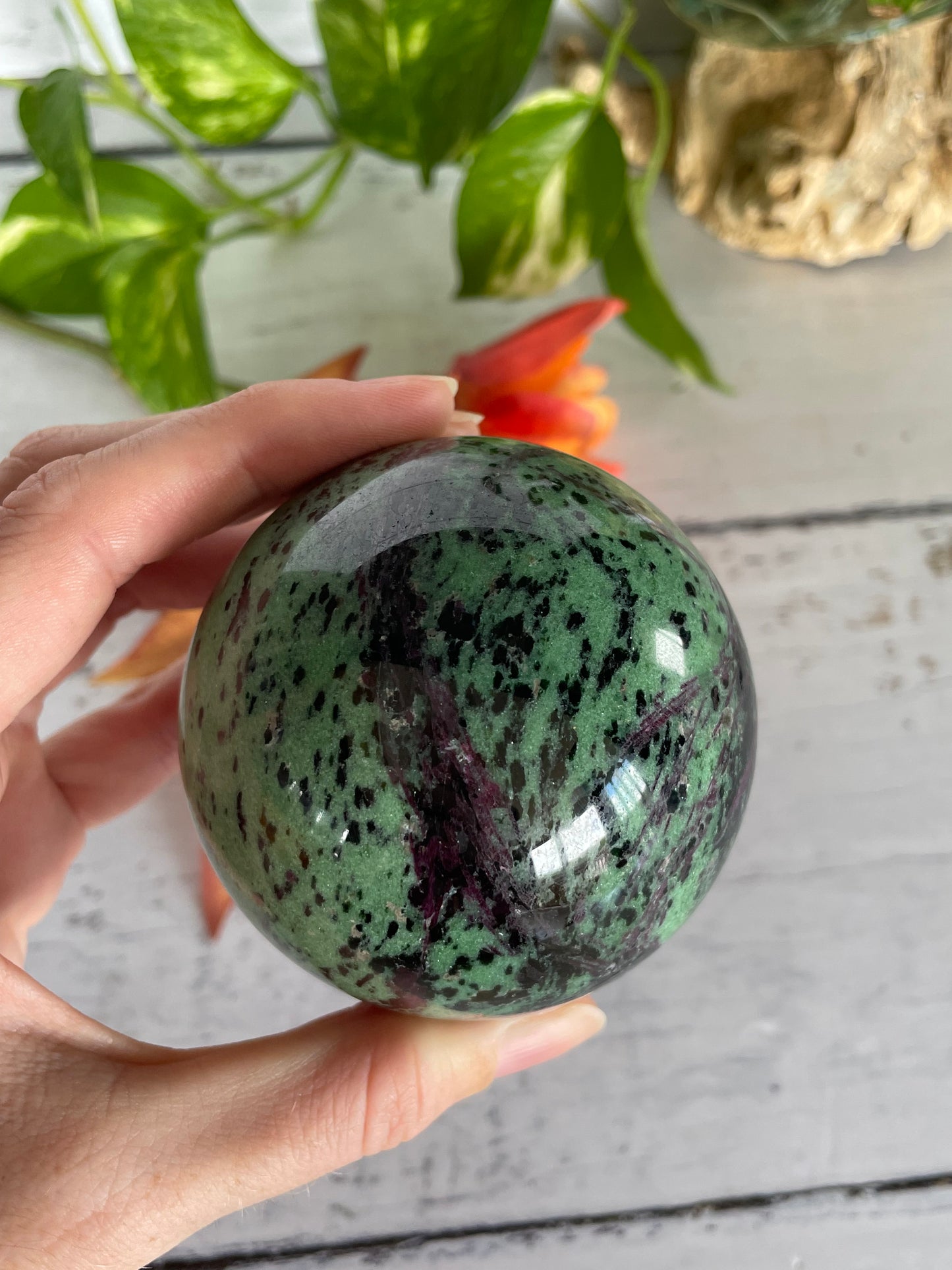 Ruby Zoisite Sphere Includes Holder
