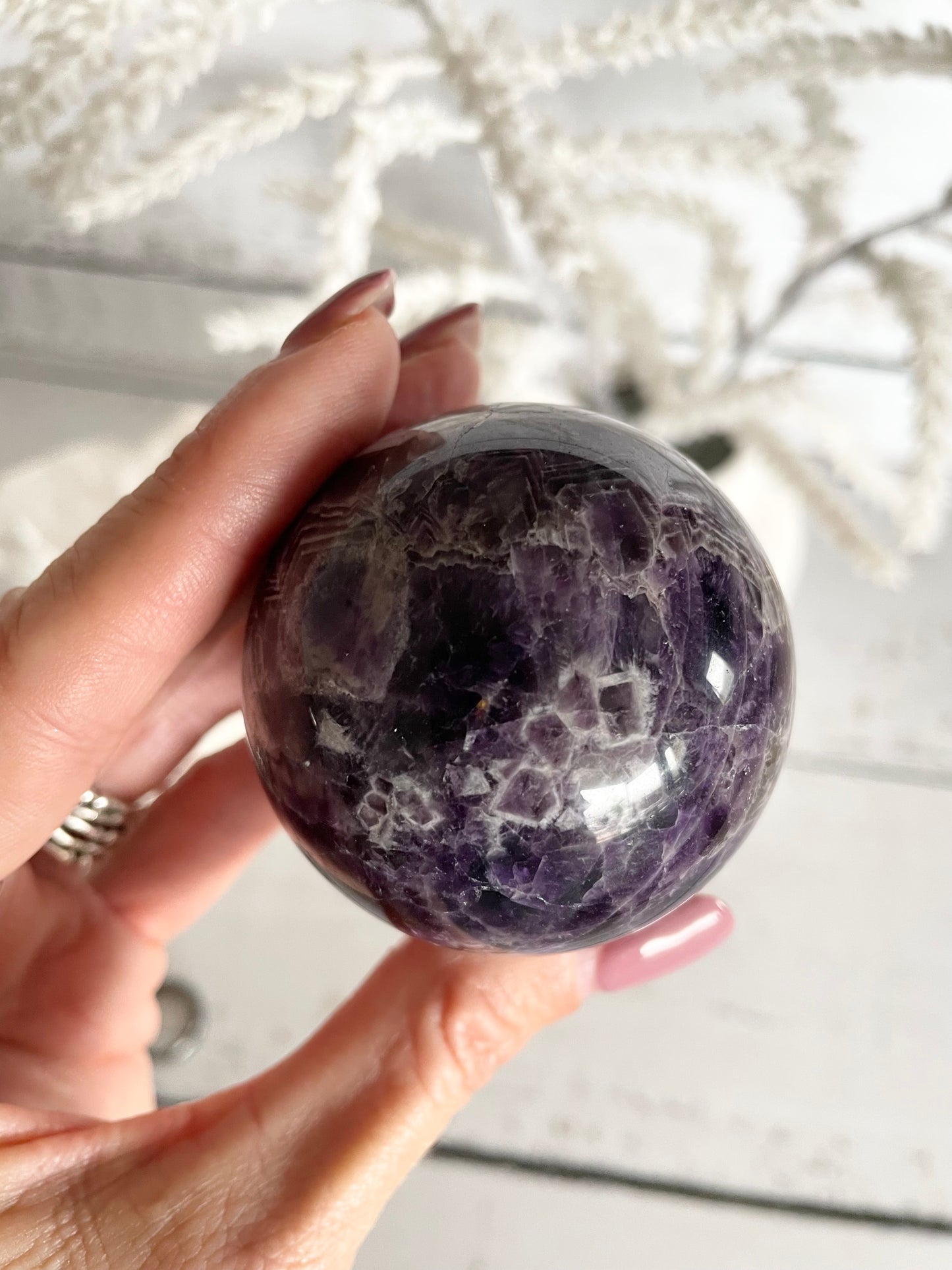 Chevron Dream Amethyst Sphere Includes Holder