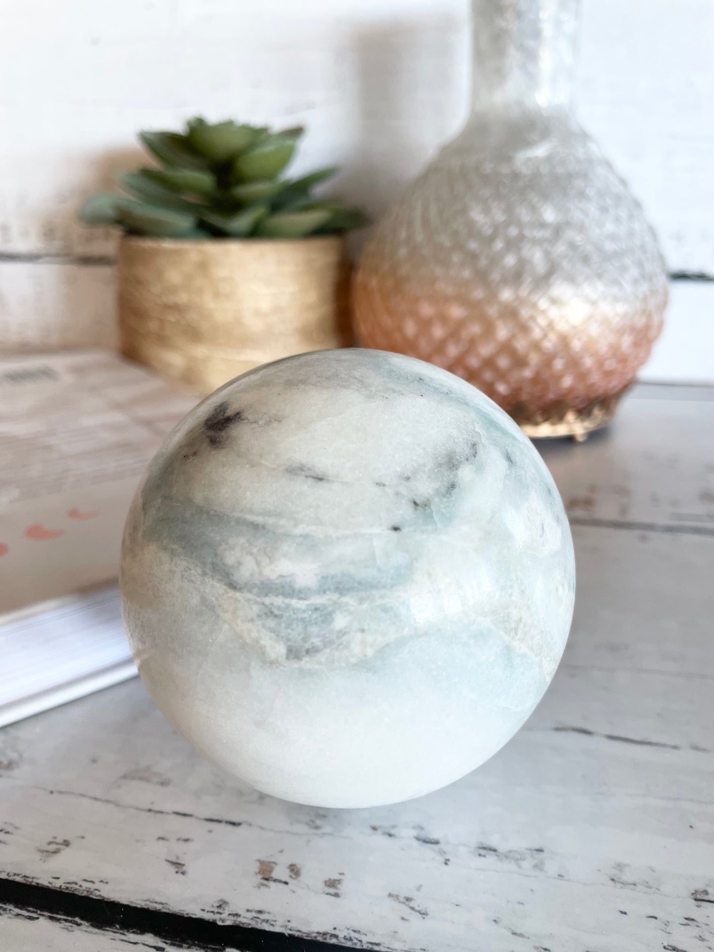 Carribean Calcite Sphere includes holder