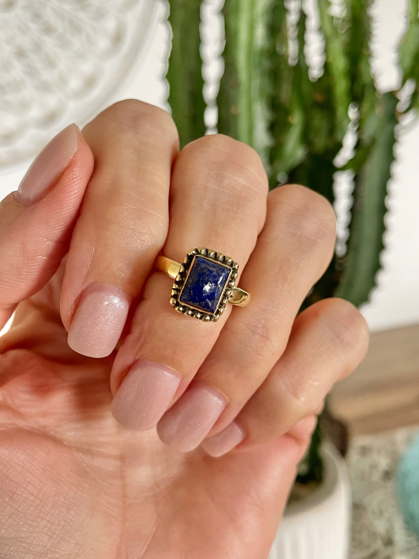Lapis Lazuli Brass Ring - Sizes listed