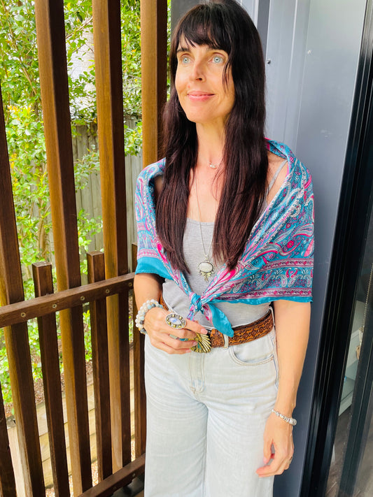 Blue Paisley Wrap Shawl