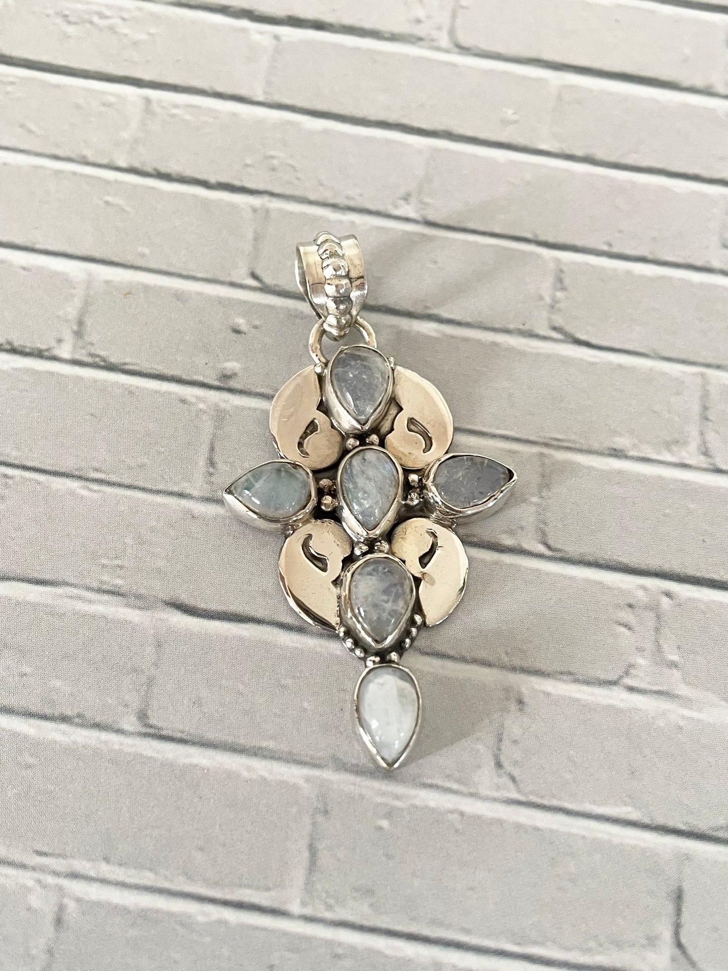 Rainbow Moonstone Cross Pendant