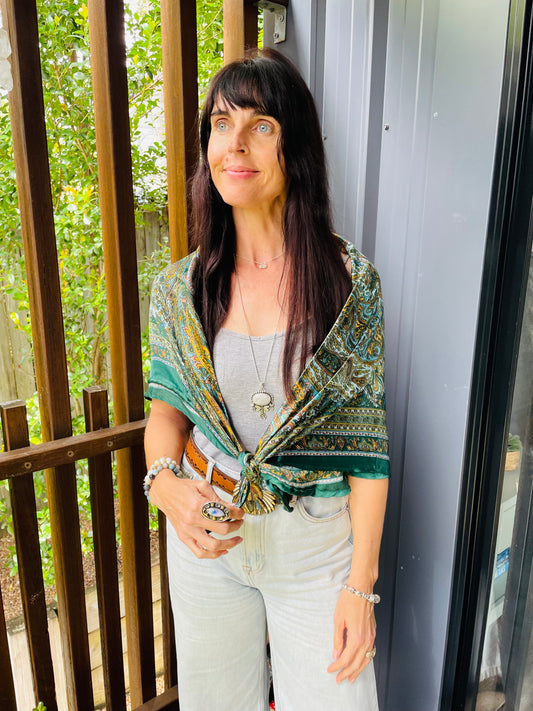 Emerald Paisley Wrap Shawl