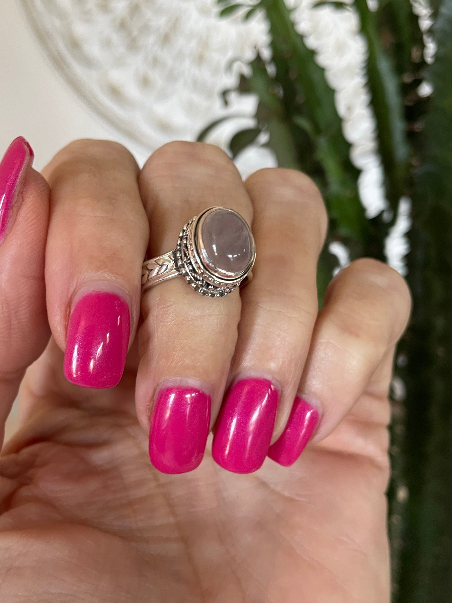 Rose Quartz Fixed ring ~ size 7.5