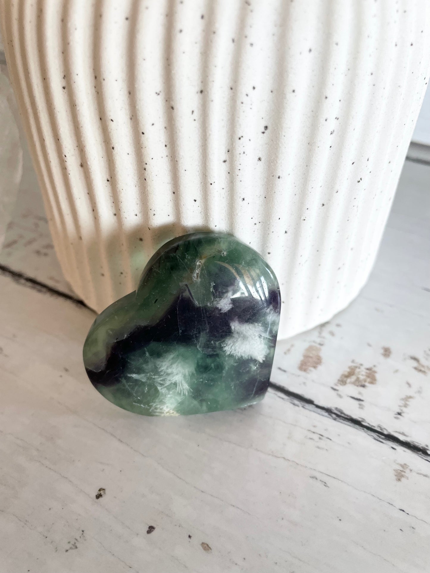 Snowflake fluorite heart