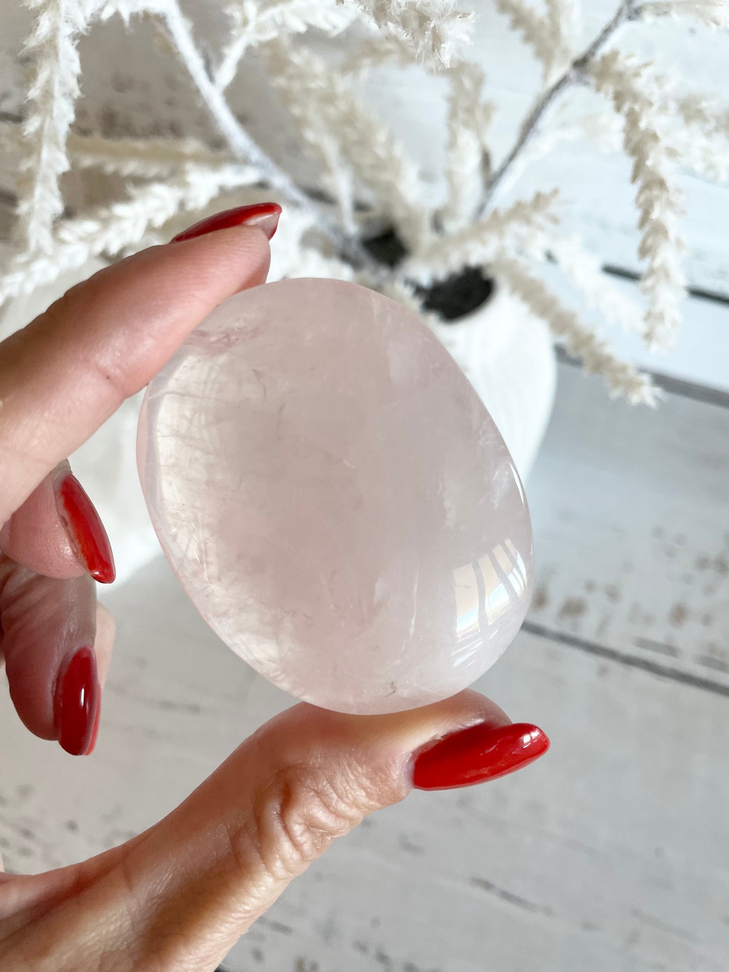 Rose Quartz Pillow Palm Stone