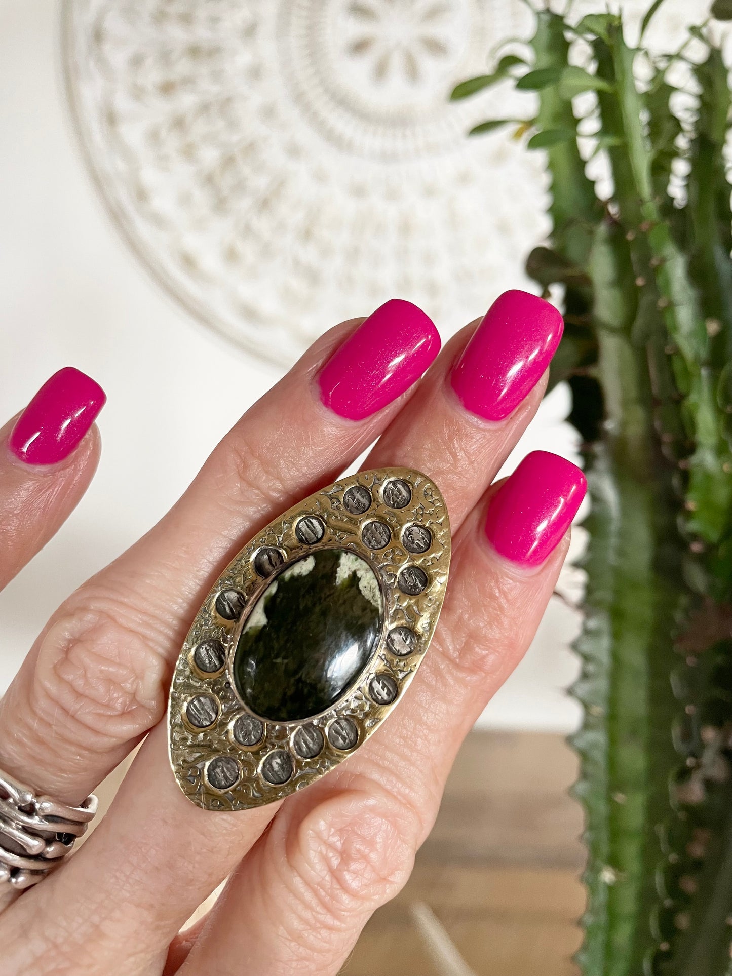 Chrome Chalcedony adjustable ring ~ sizes 6.5-10