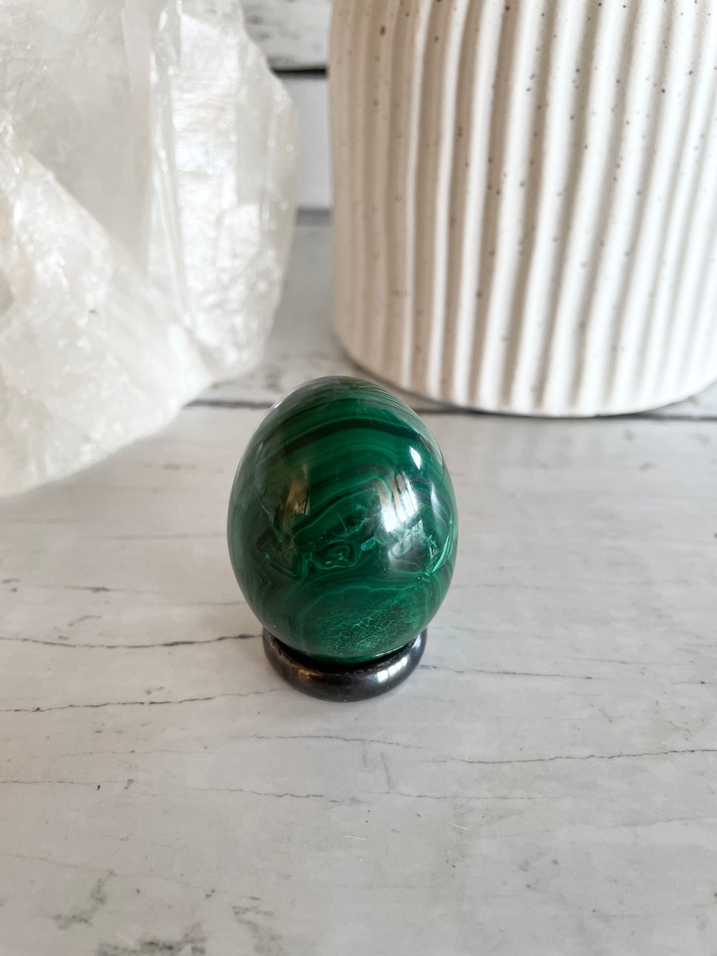 Malachite Egg with holder