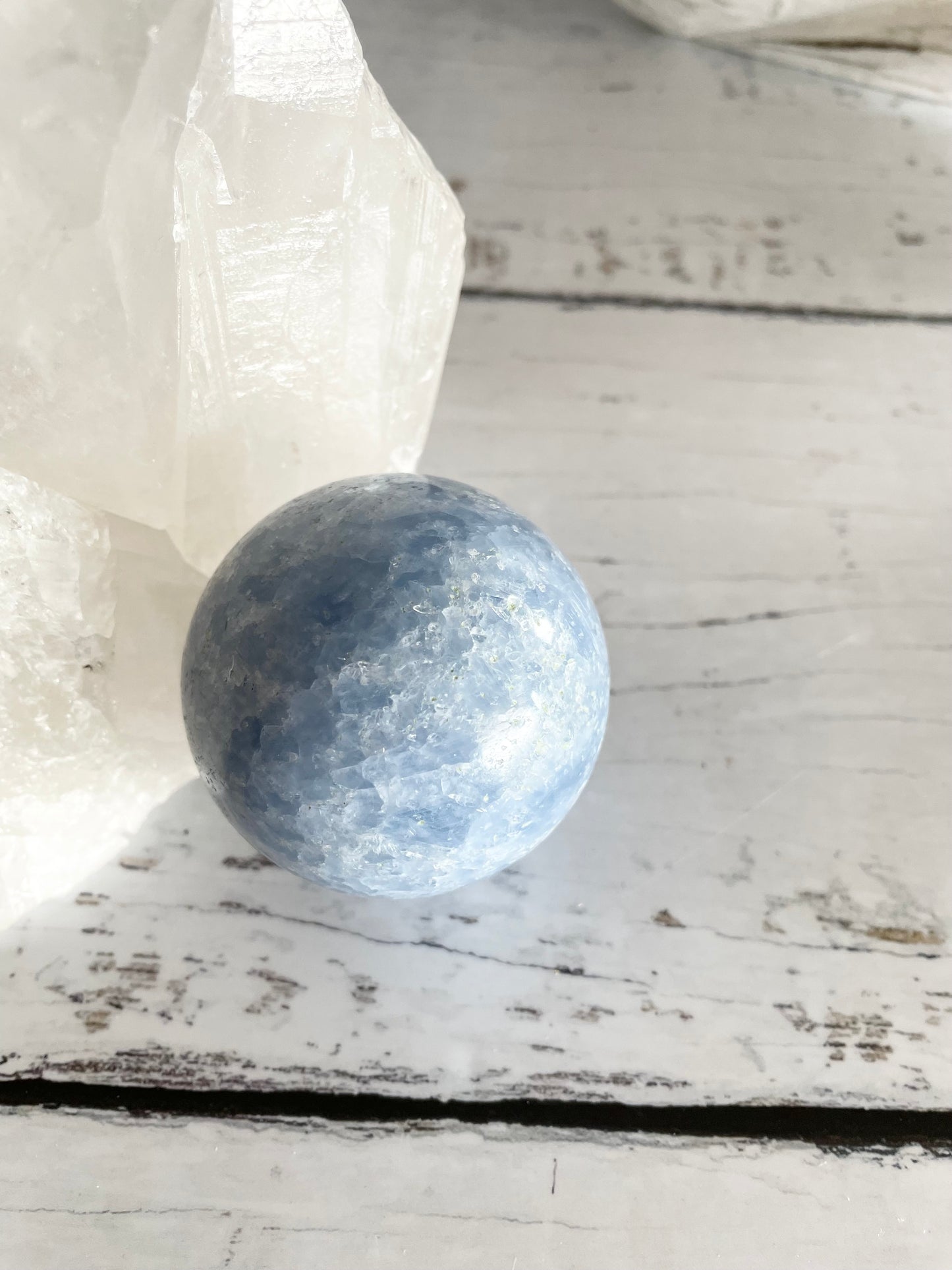 Blue Calcite Sphere Includes Holder