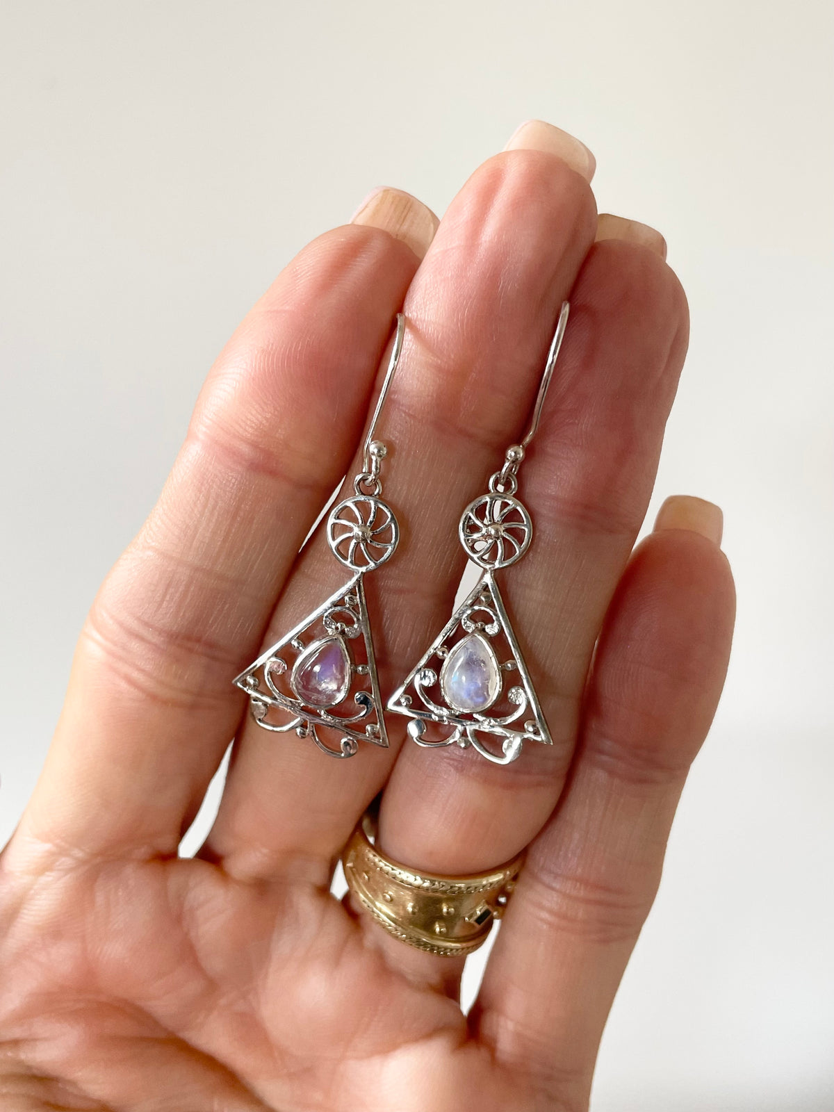 Rainbow Moonstone Dangles