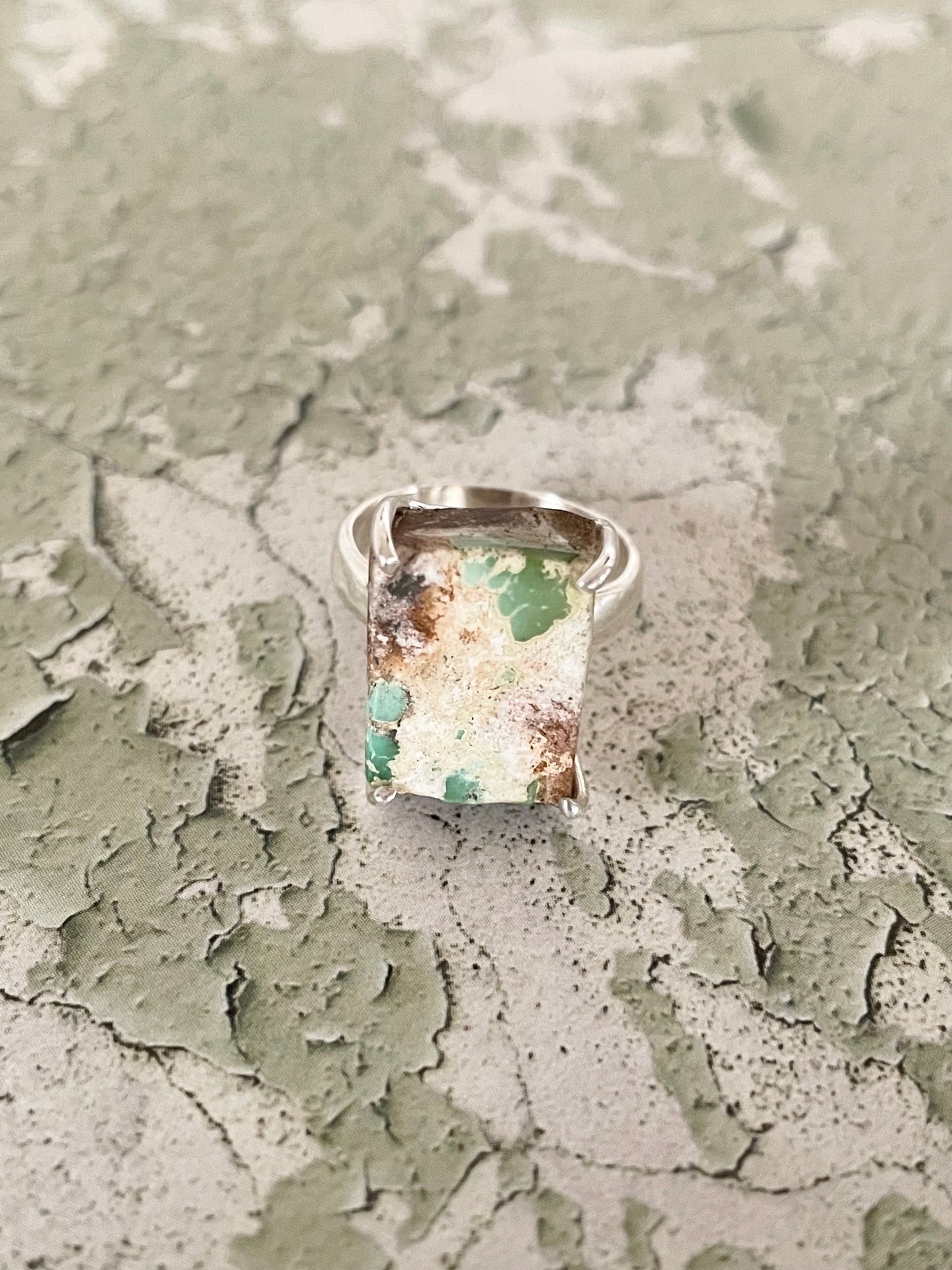 Royston Matrix Raw Turquoise Ring ~ size 7