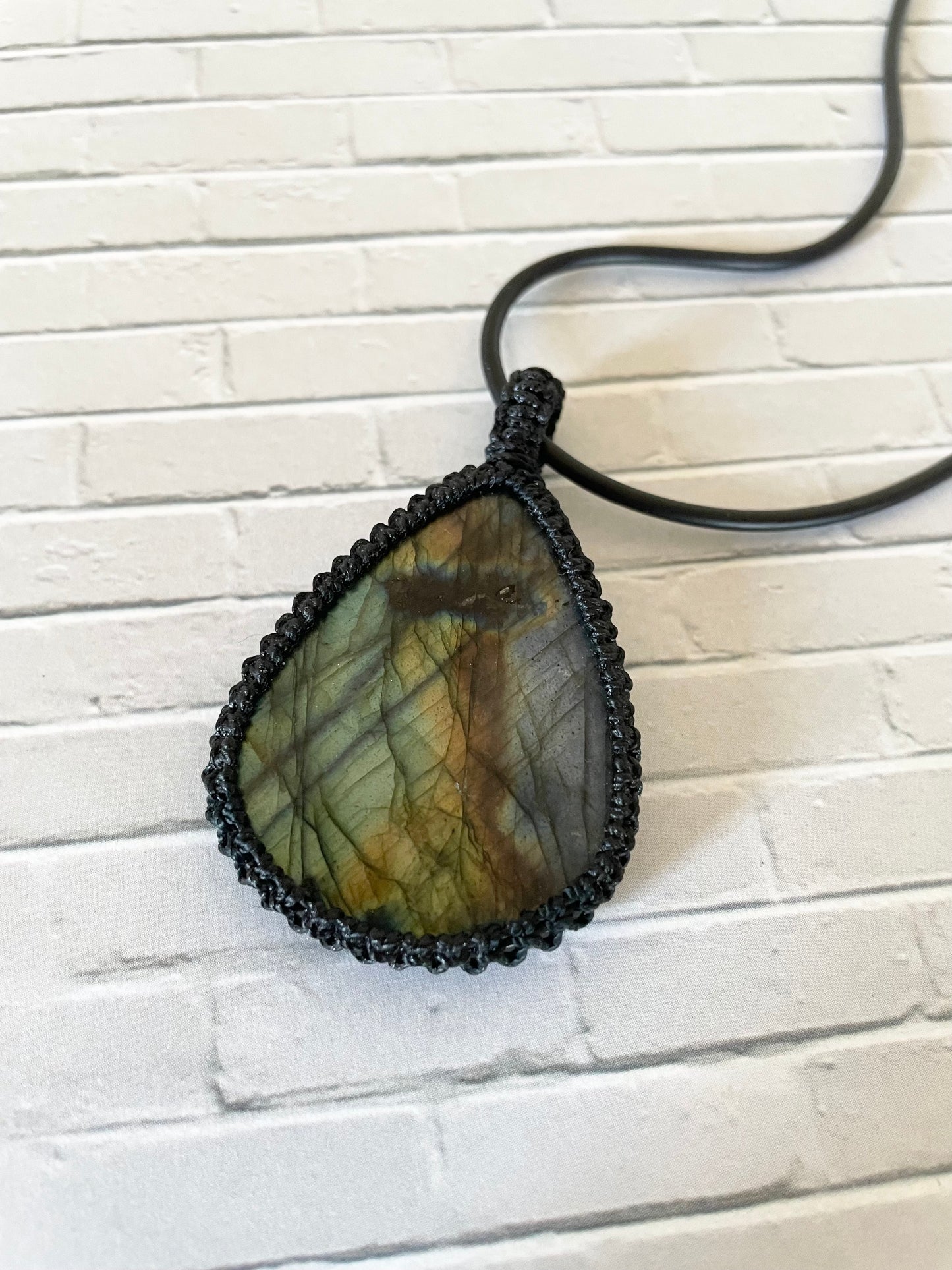 Macrame Pendant ~ Labradorite
