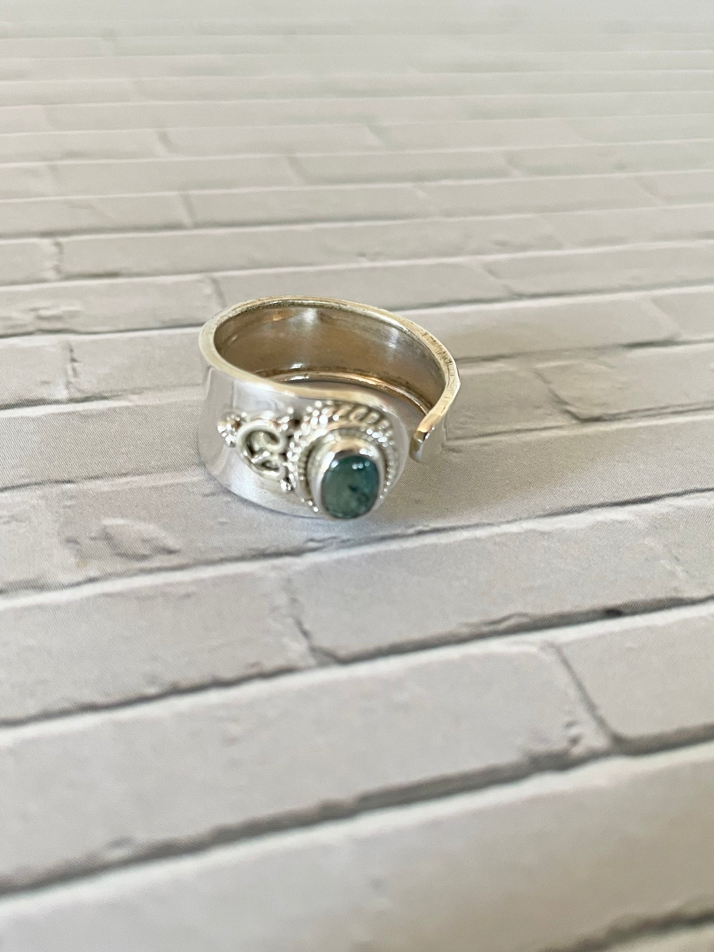 Blue Tourmaline adjustable ring ~ sizes 6.5-10