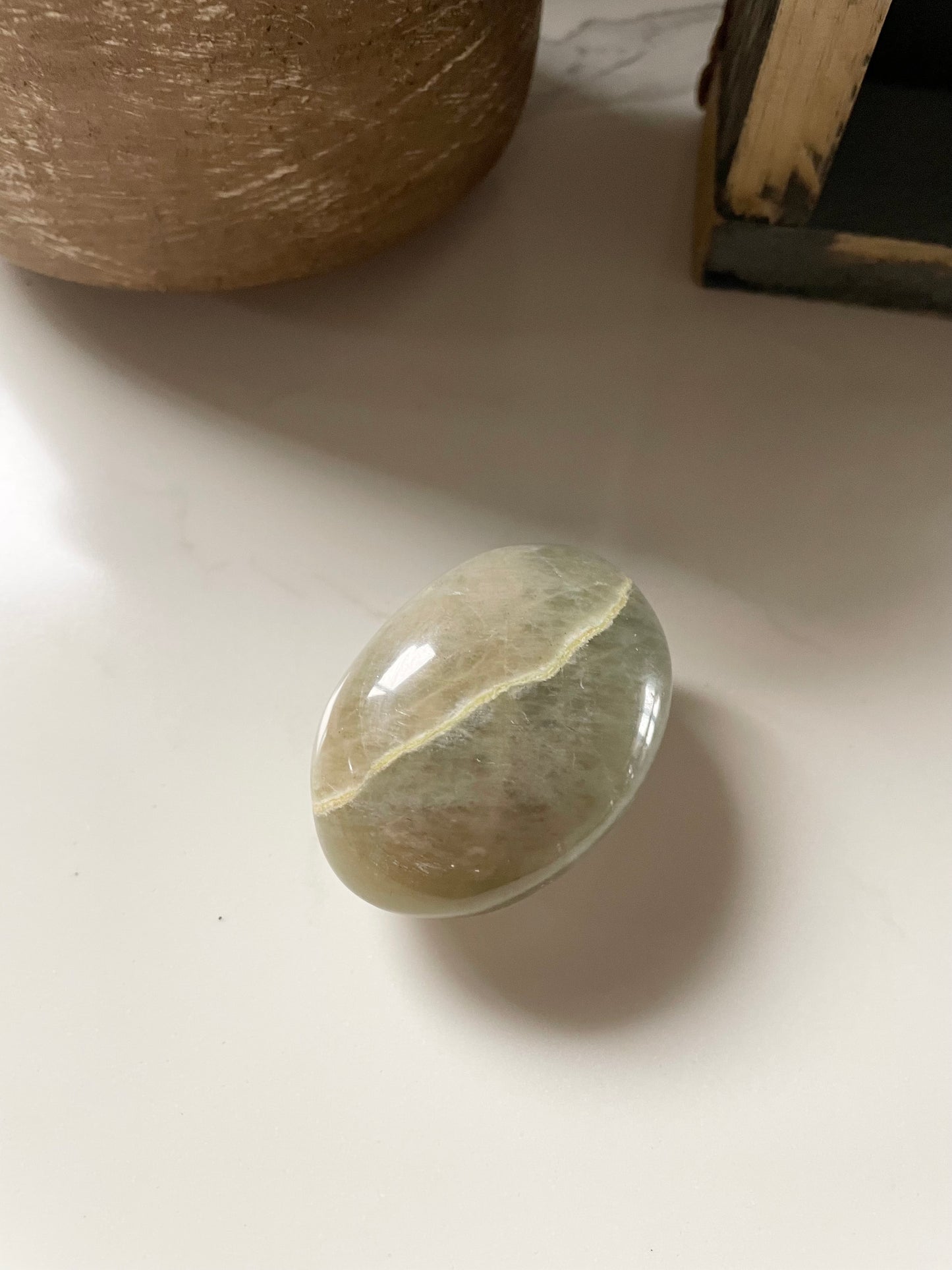 Garnierite/Green Moonstone Pillow Palm Stone
