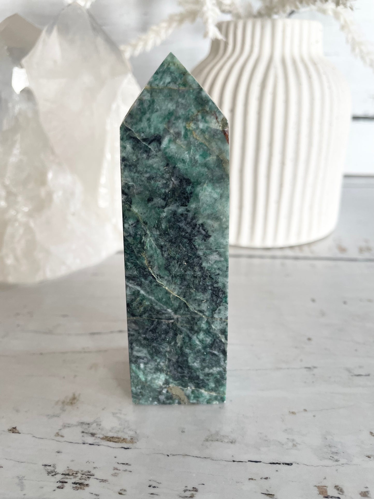 Moss Agate Obelisk