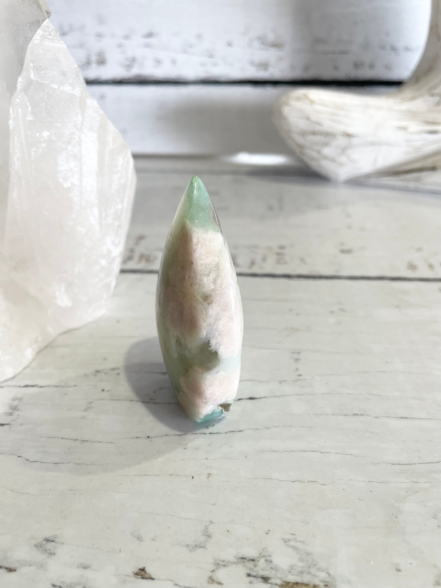 Green Flower Agate Dome