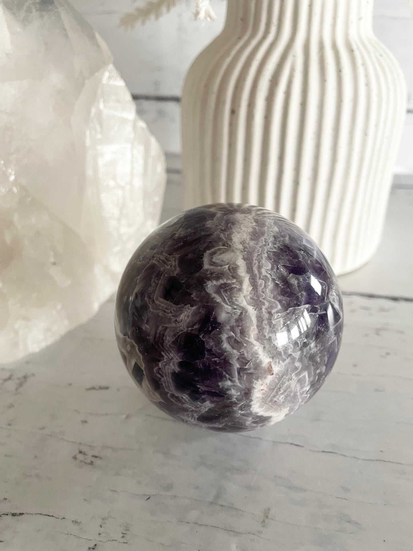 Chevron Dream Amethyst Sphere Includes Holder