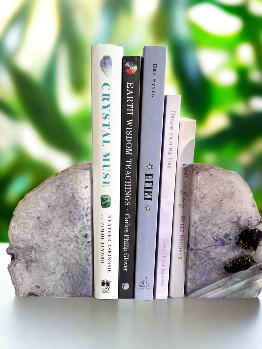 Agate Geode Book Ends ~ Purple