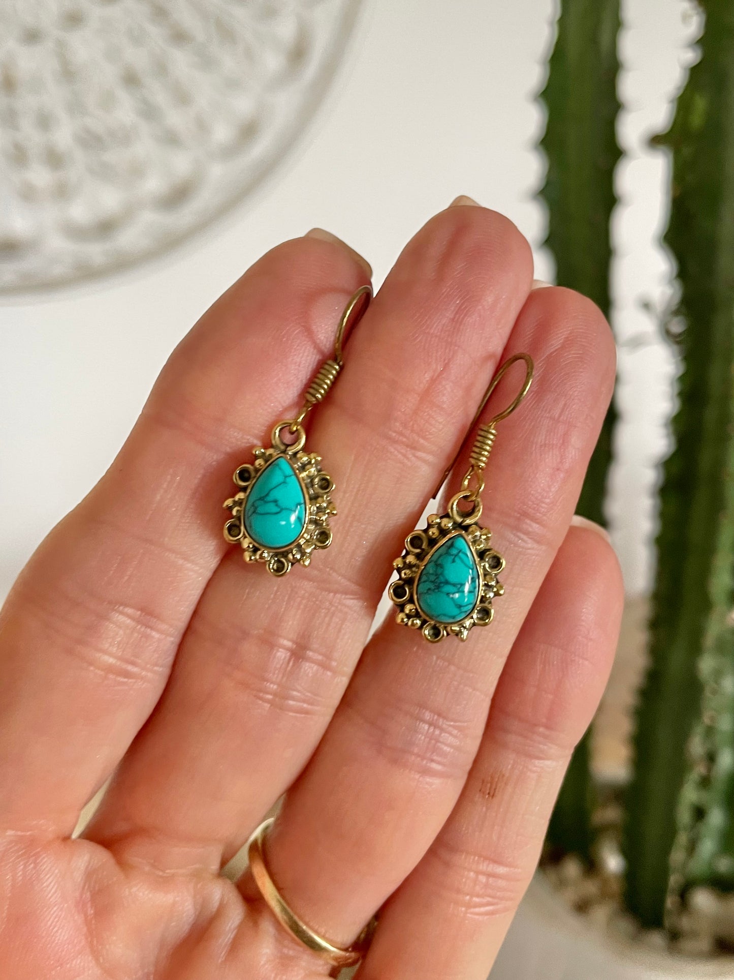 Turquoise Brass Dangles