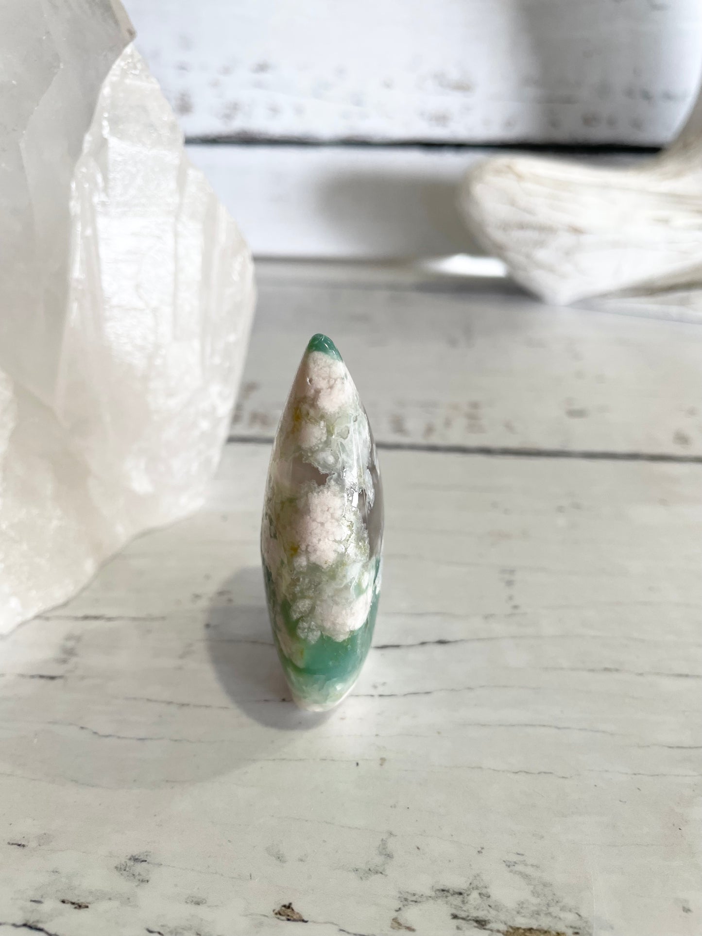 Green Flower Agate Dome