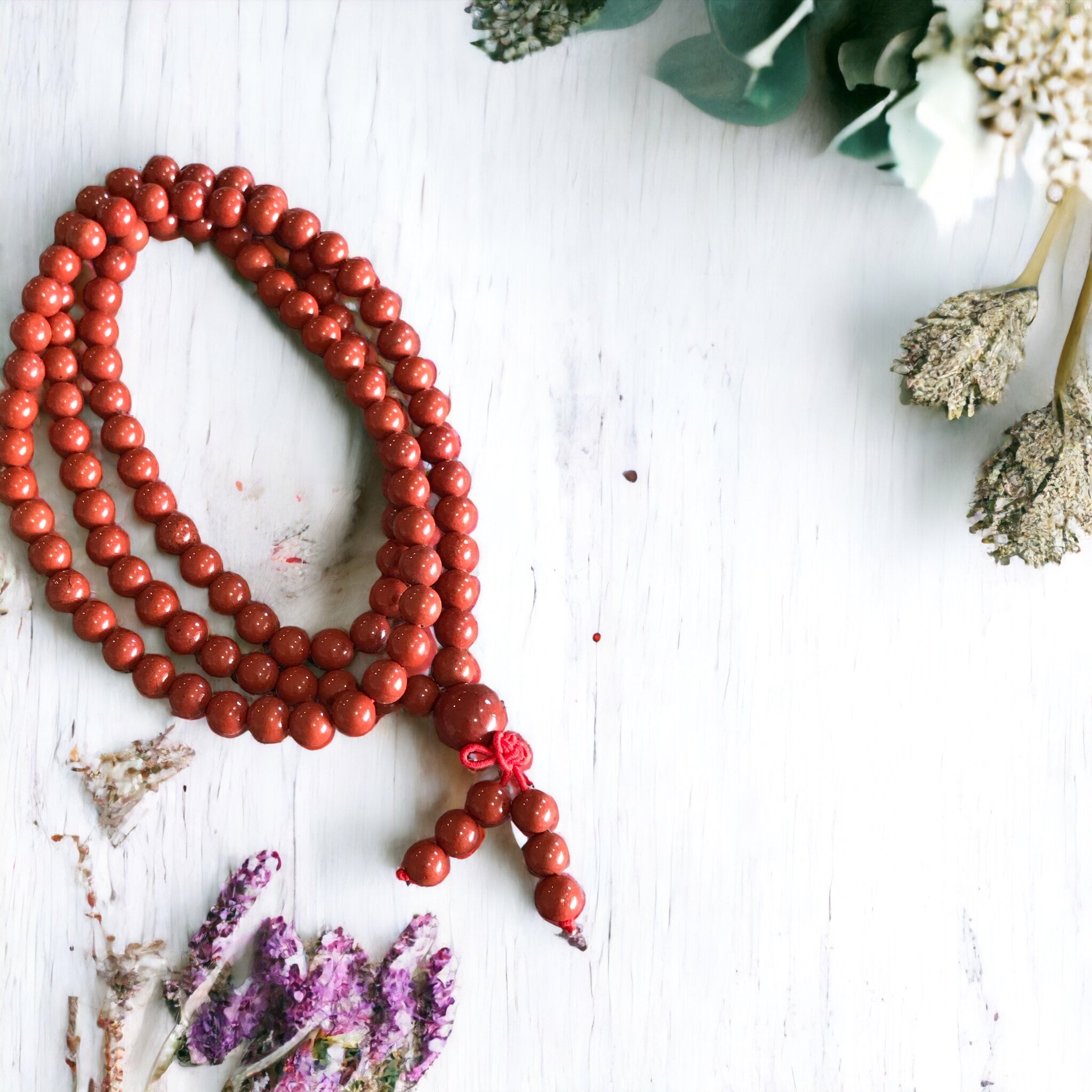 Red Jasper ROOT outlet CHAKRA Knotted Mala Beads