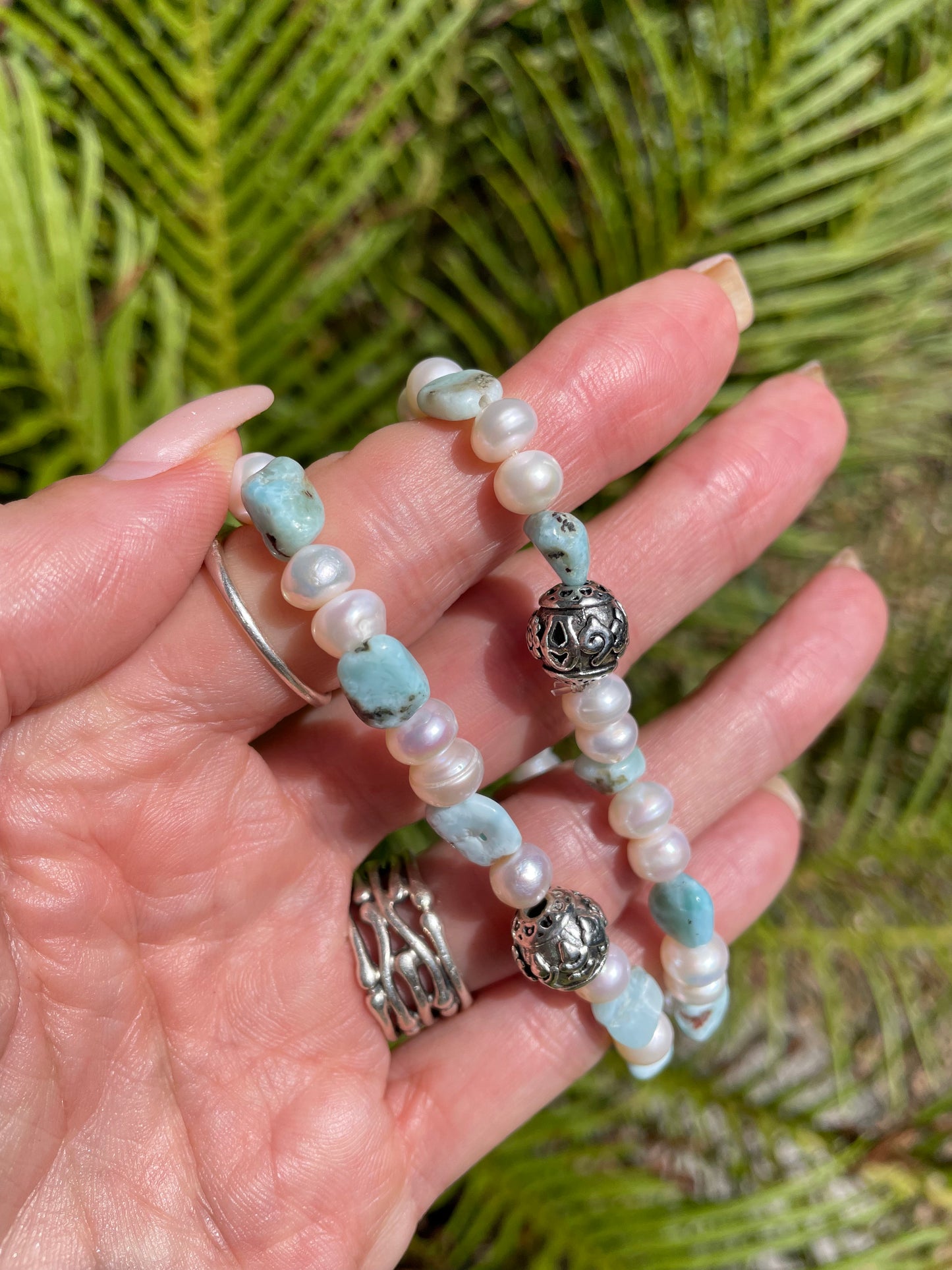 Larimar\Pearl Healing Bracelet