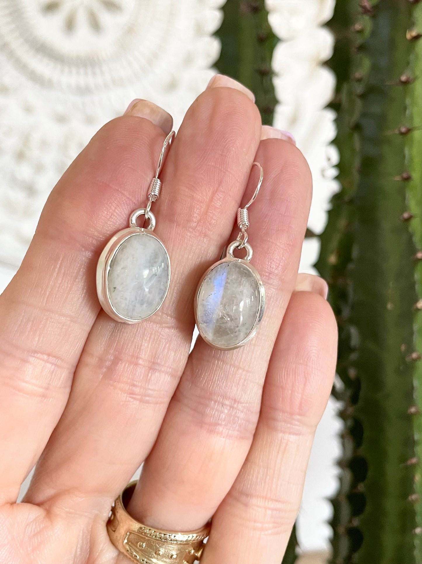 Rainbow Moonstone Dangles