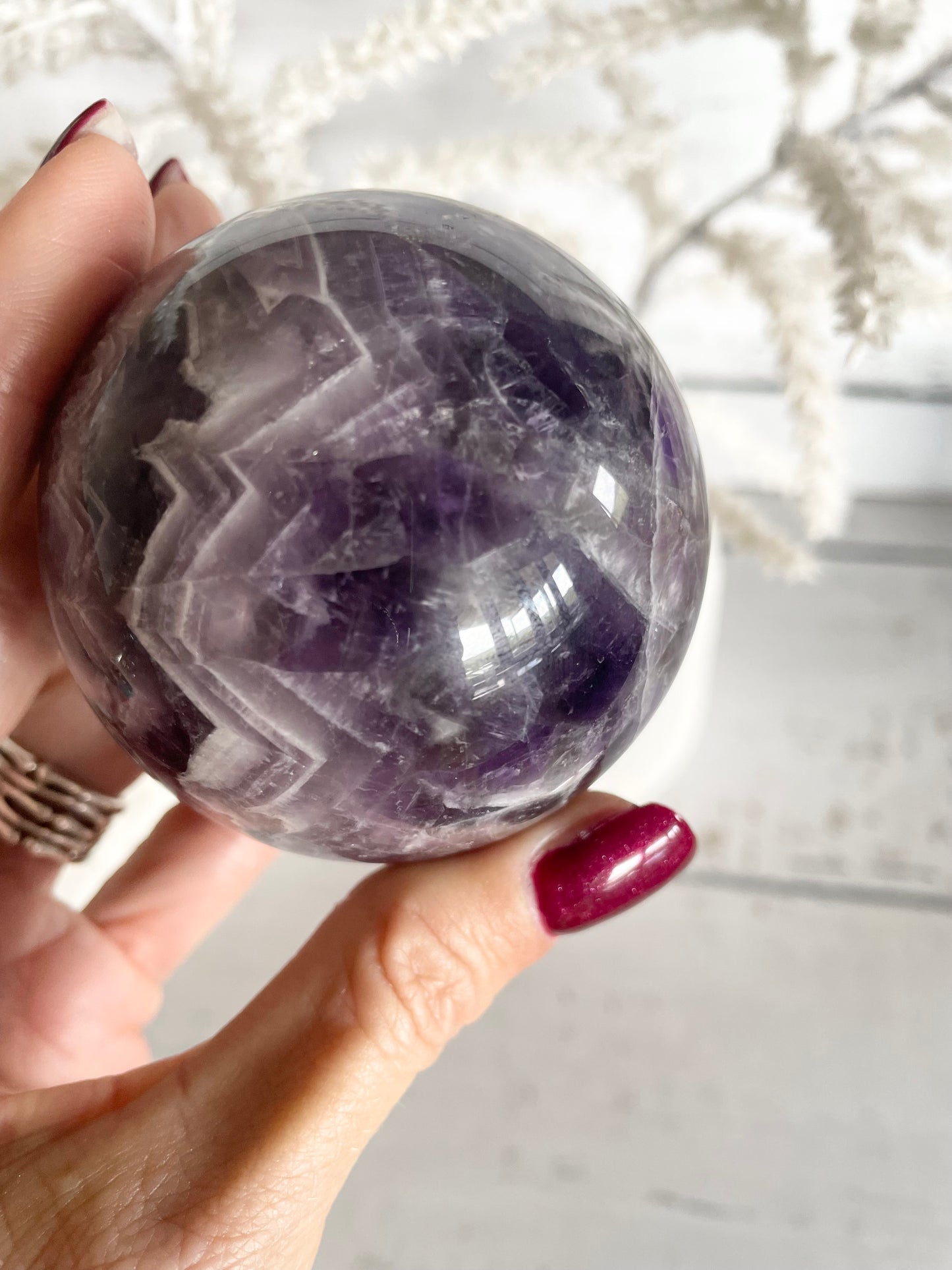 Chevron Dream Amethyst Sphere Includes Holder