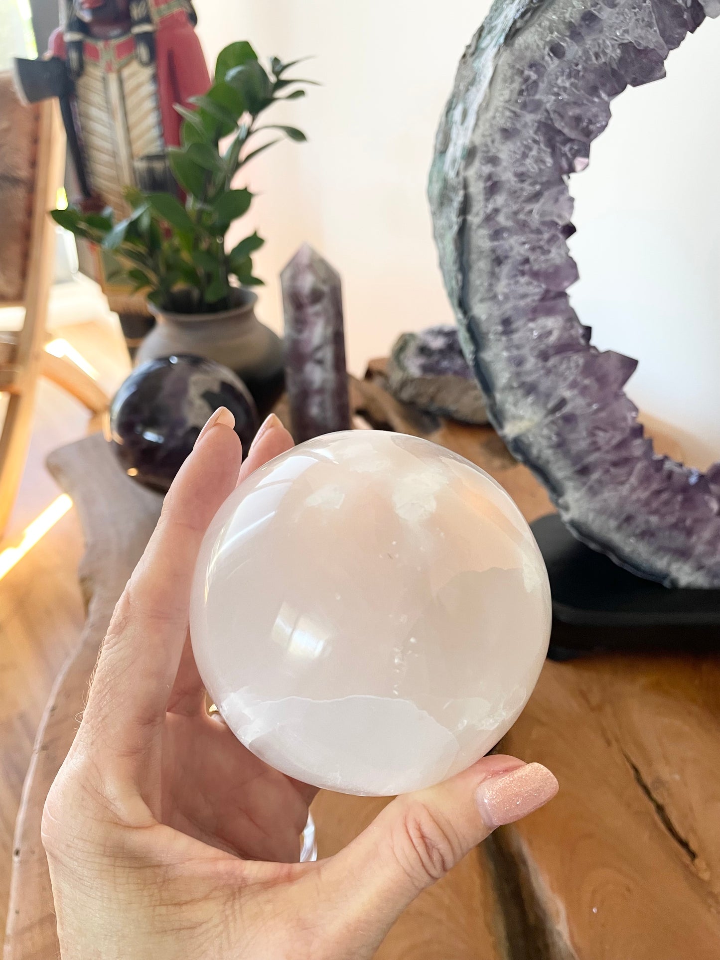 Selenite Sphere Includes Holder