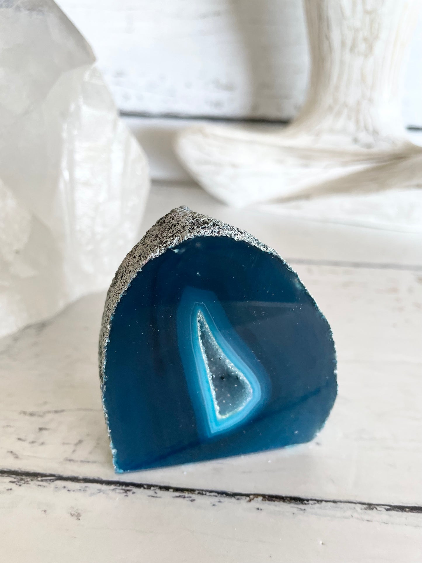 Agate Druzy Geode ~ Blue
