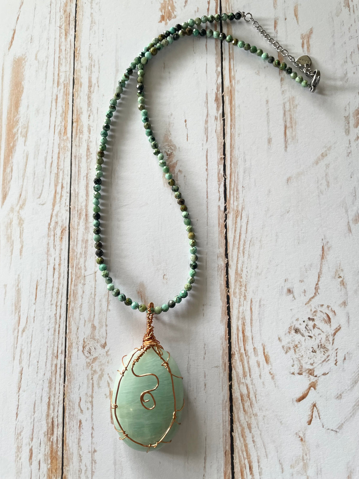 Amazonite & African Turquoise Wrapped Necklace