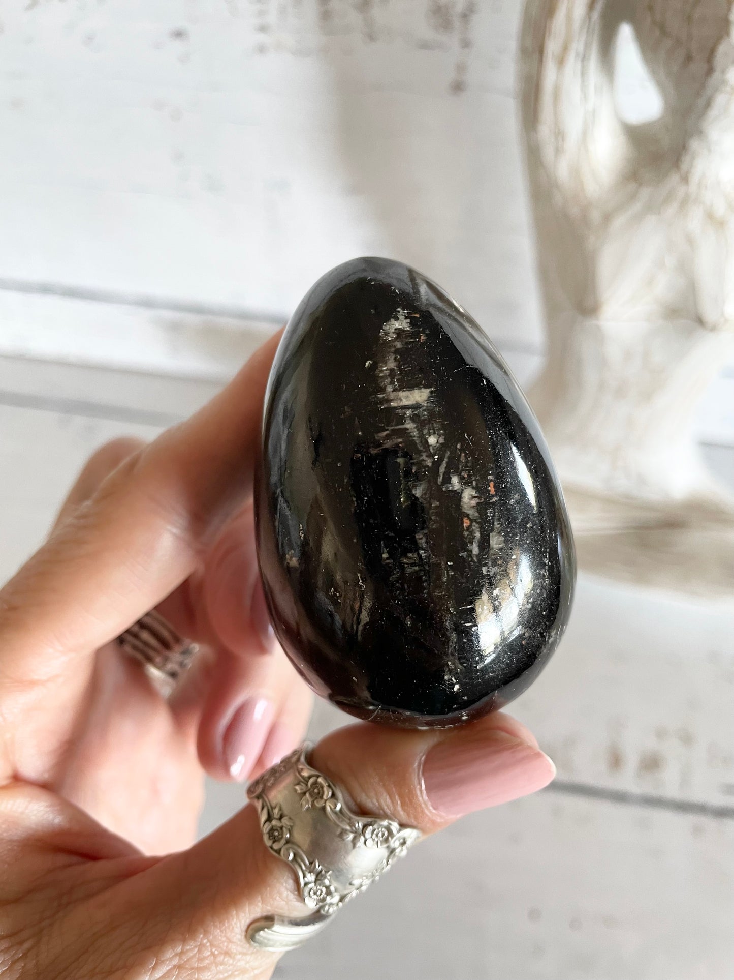 Black Tourmaline Egg with holder