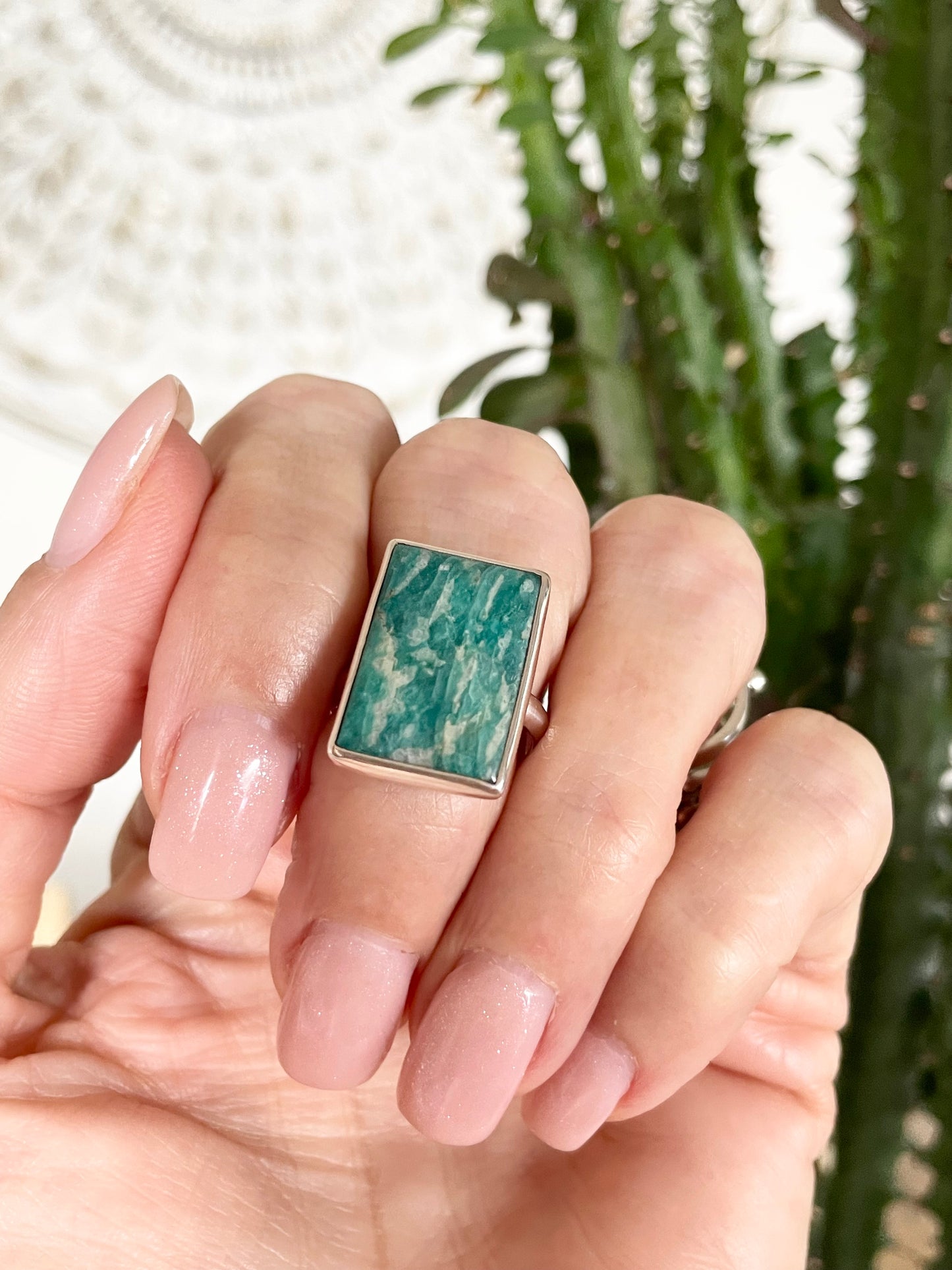 Amazonite Silver Ring ~ size 6