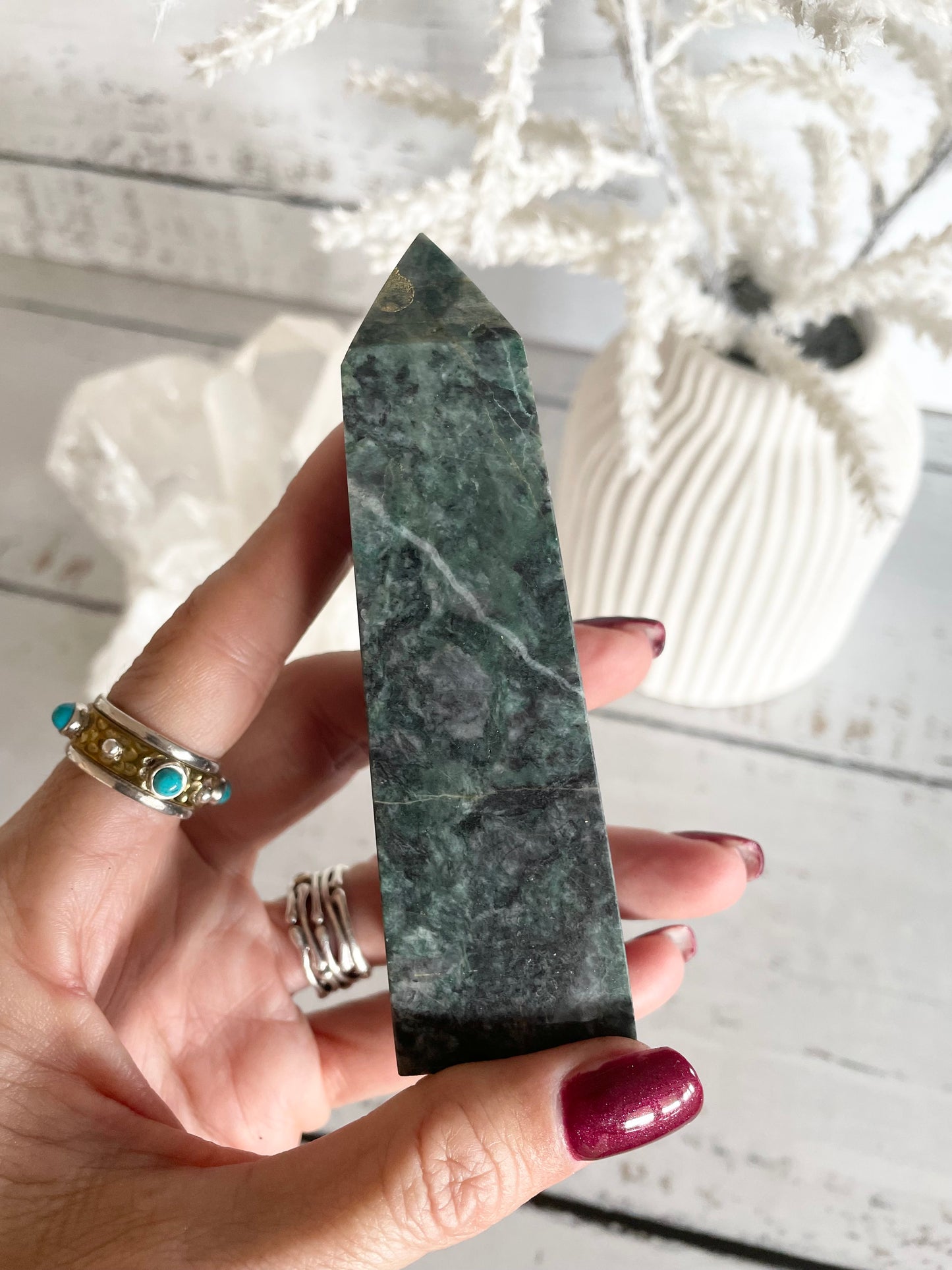 Moss Agate Obelisk