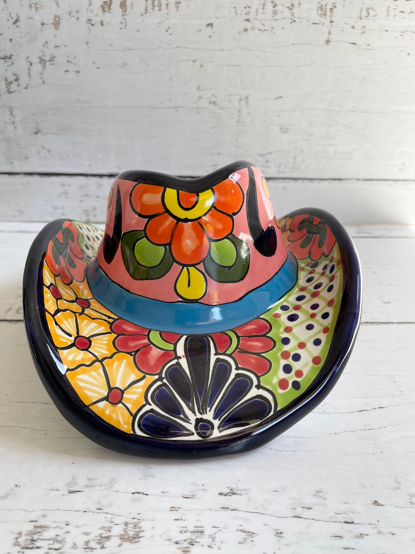 Mexican Talavera Cowboy Hat Planter