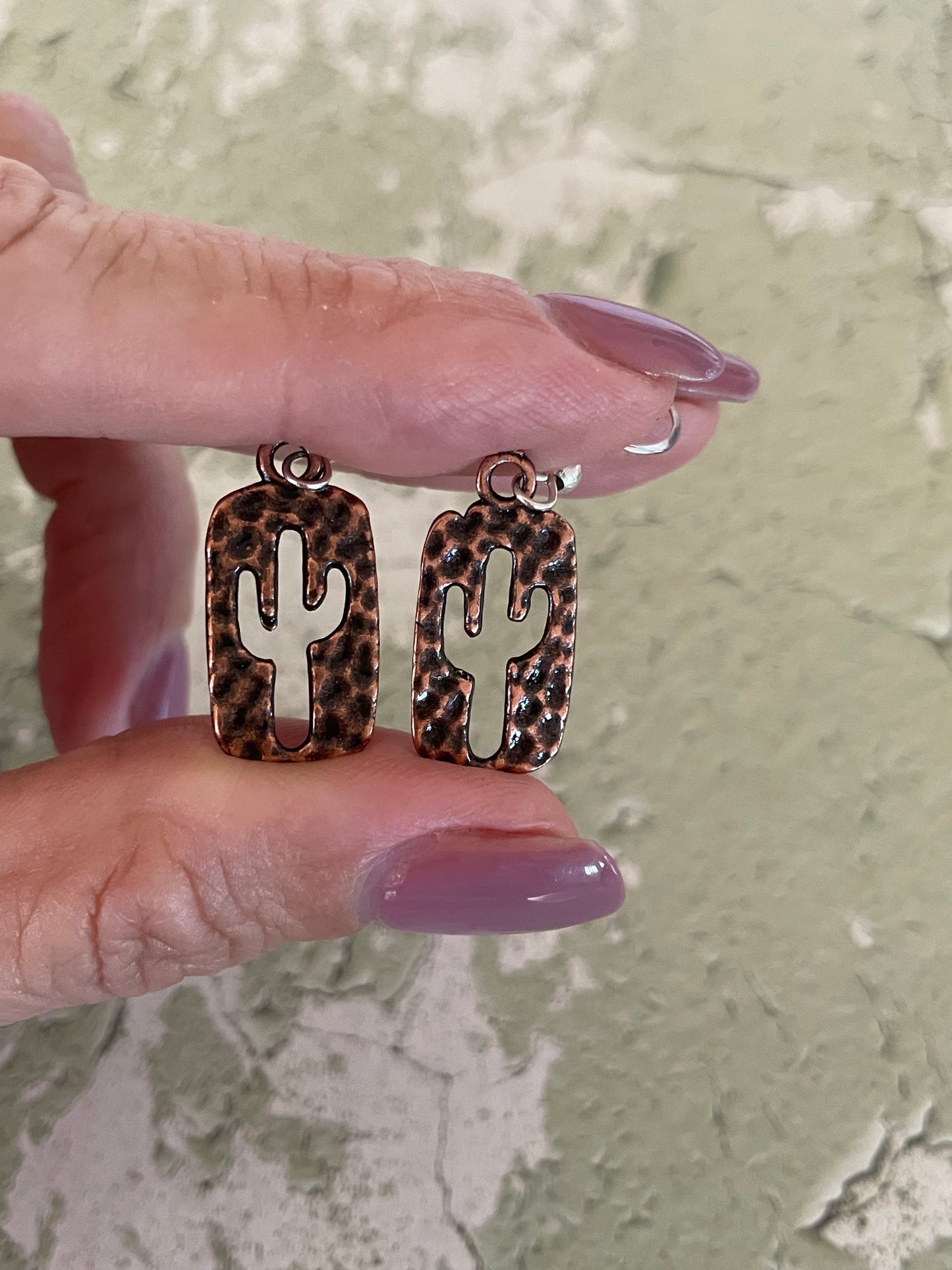 Copper Dangles - Cactus Hammered
