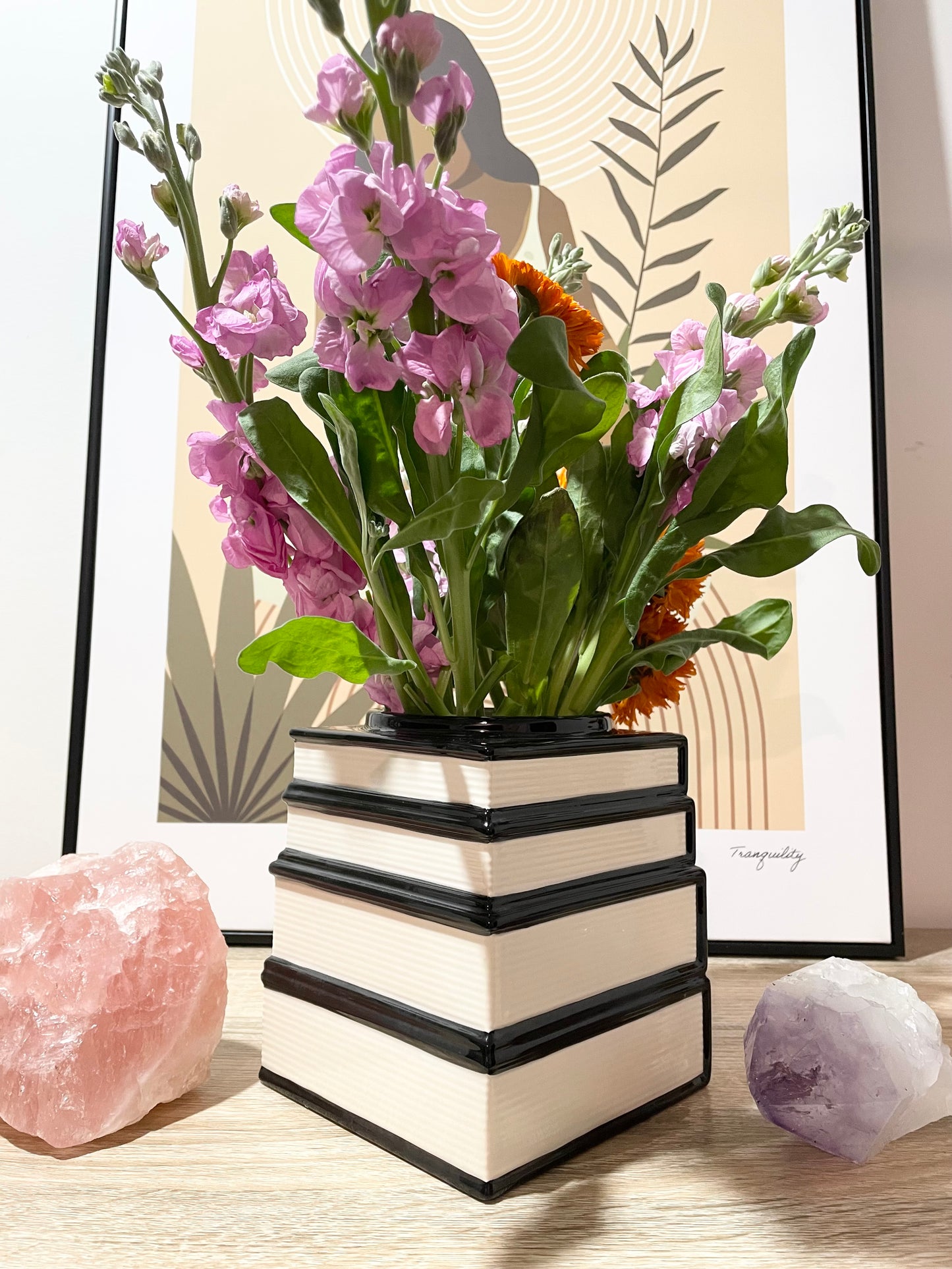 Black Cat Magick Book Stack Vase