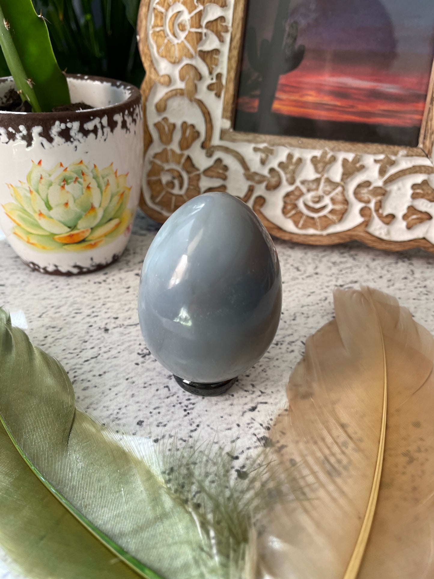 Natural Agate Egg with holder