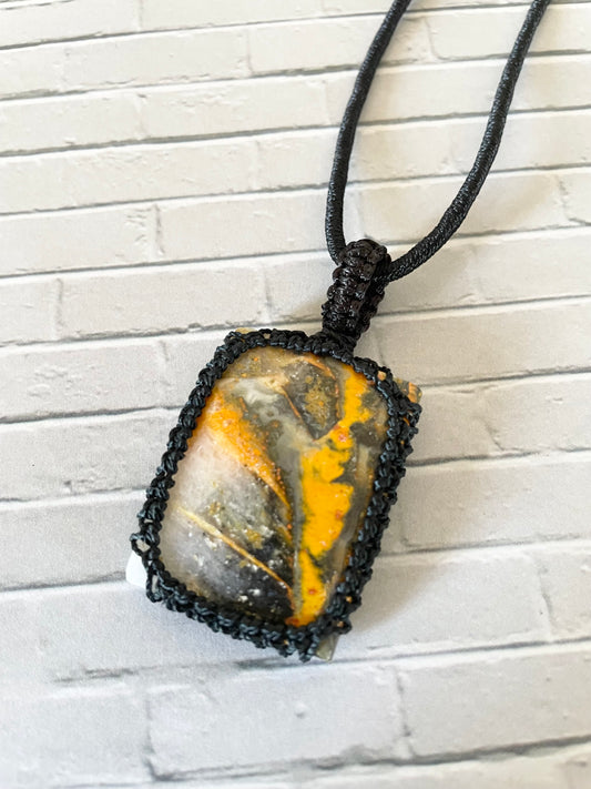Macrame Pendant ~ Bumblebee Jasper