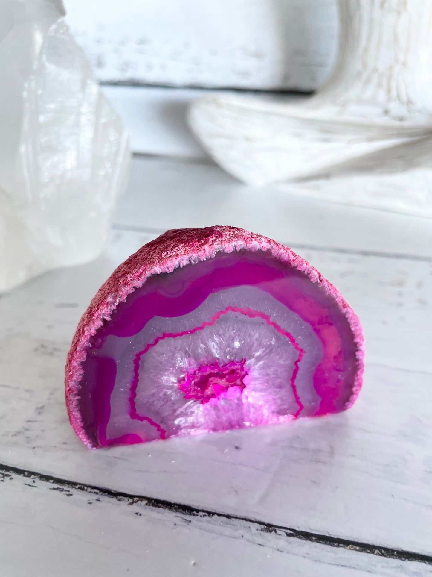 Agate Druzy Geode ~ Pink
