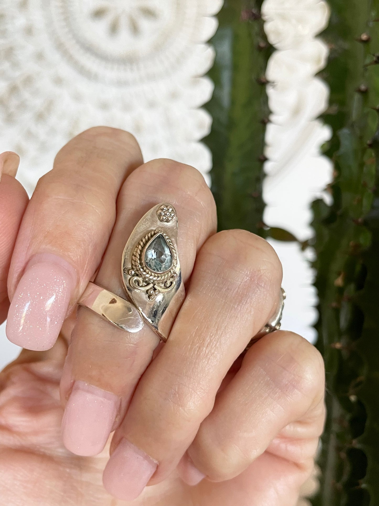 Blue Topaz Ring ~ adjustable 6-10