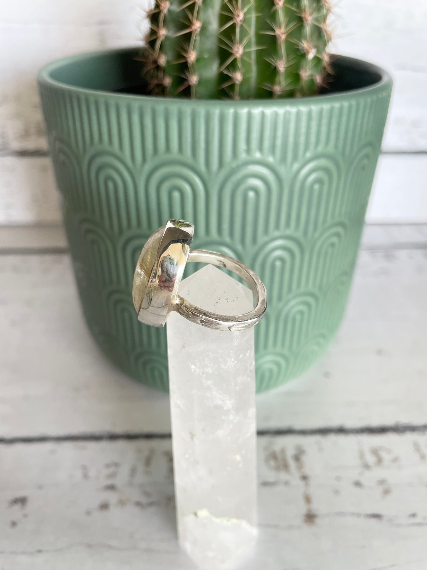 Sweetgrass Studio Ring ~ Golden Rutile size 8.5