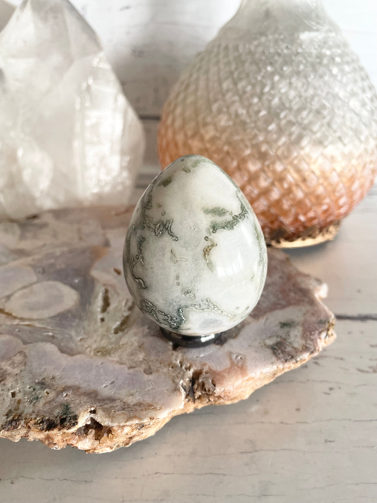 Tree Agate Egg includes holder