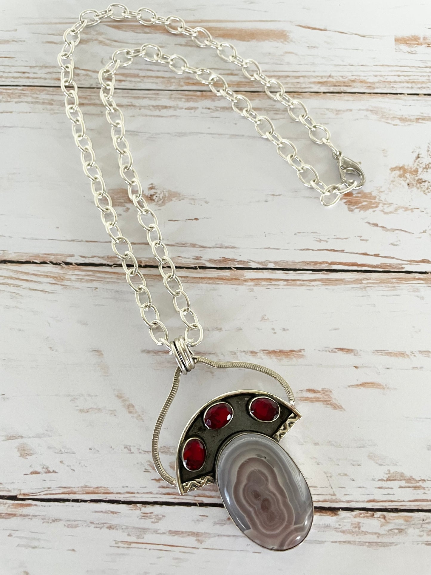 Botswana Agate & Ruby Necklace