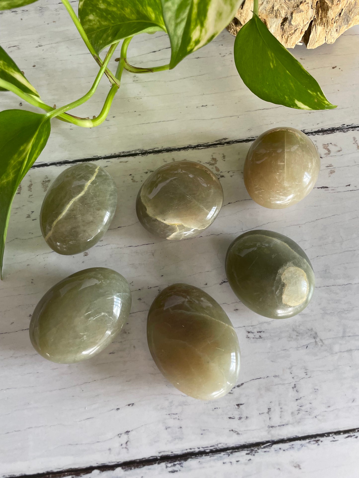Intuitively chosen~ Garnierite/Green Moonstone Pillow Palm Stone