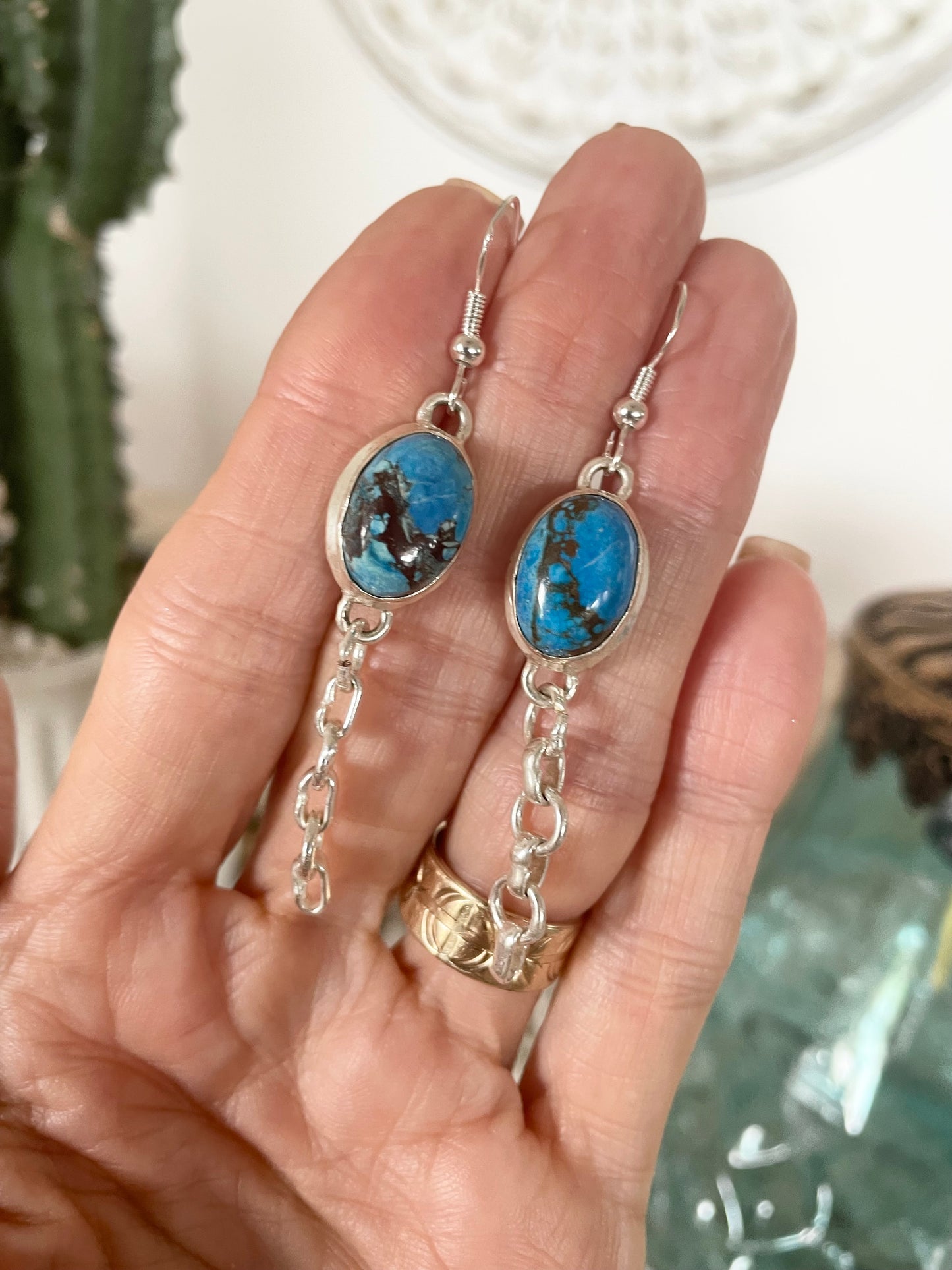 Tibetan Turquoise Chain Dangles - Made by Wayne