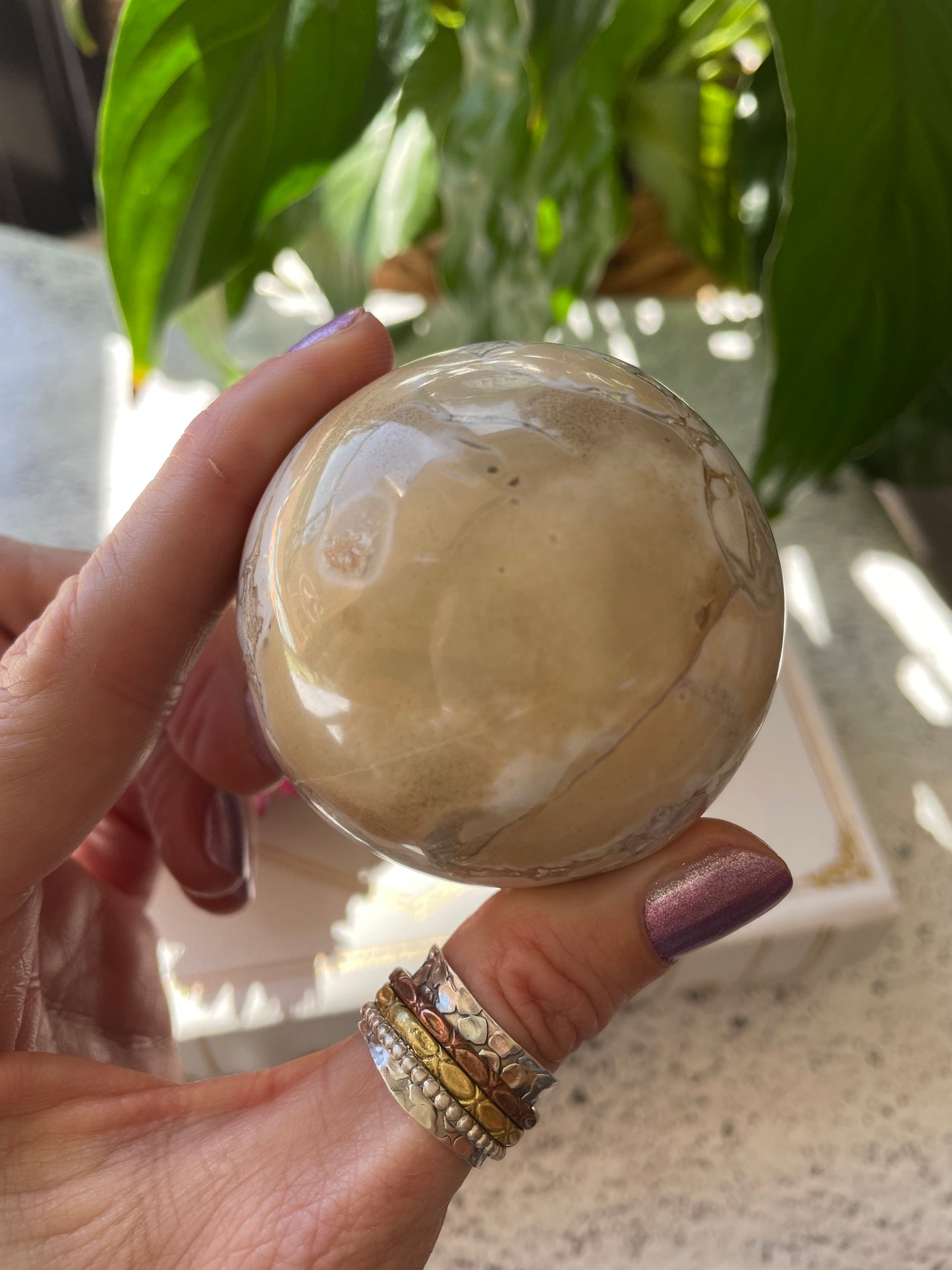 Spotted Agate Sphere Includes Holder