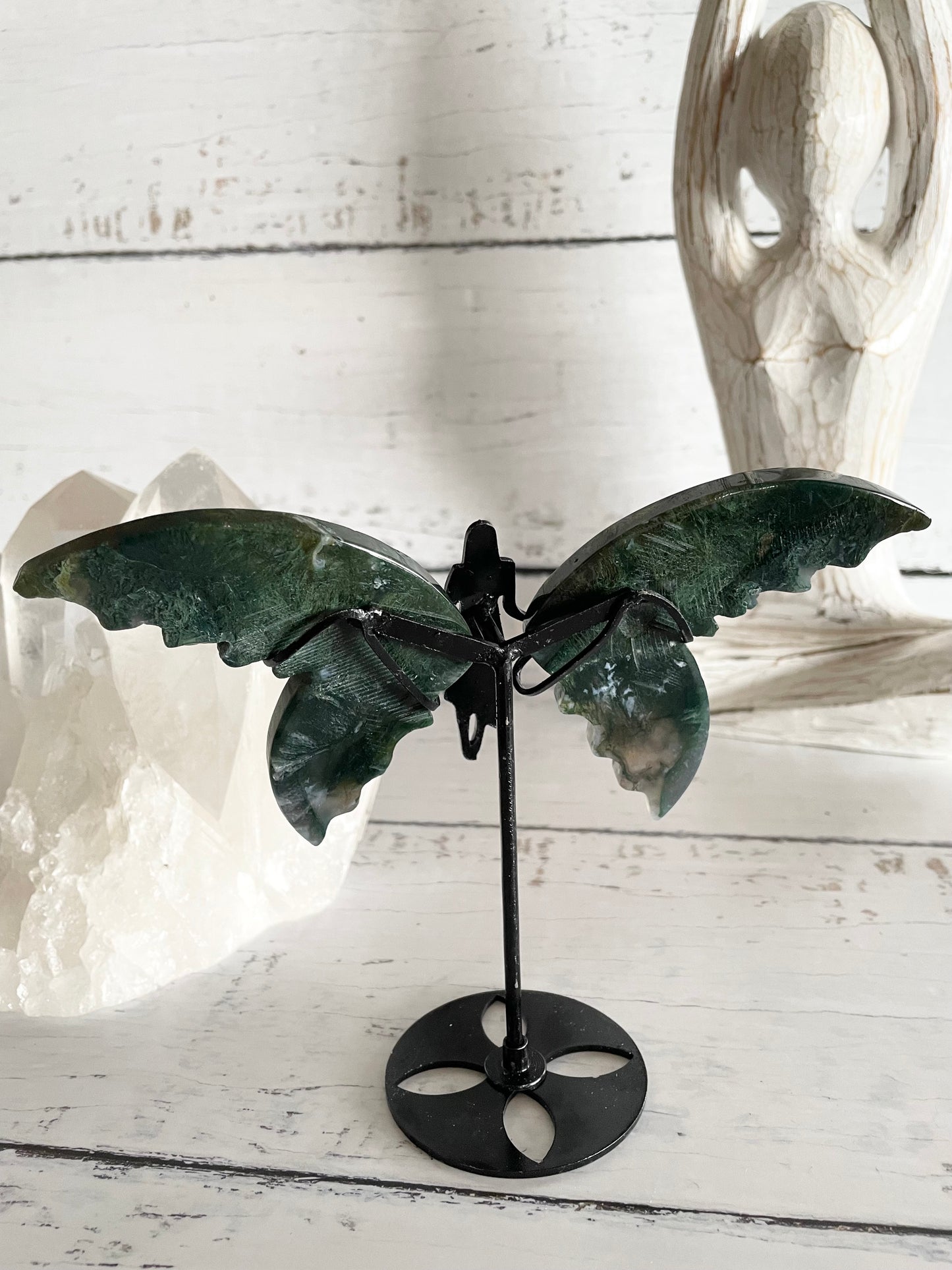 Ethereal Angel Wings ~ Moss Agate