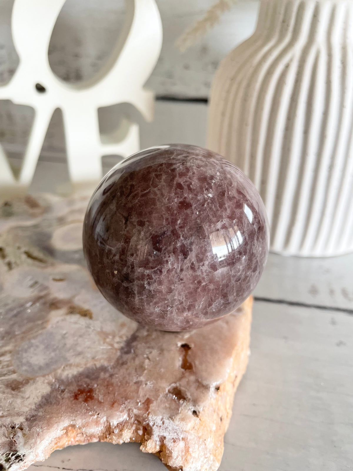 Strawberry Quartz Sphere includes holder